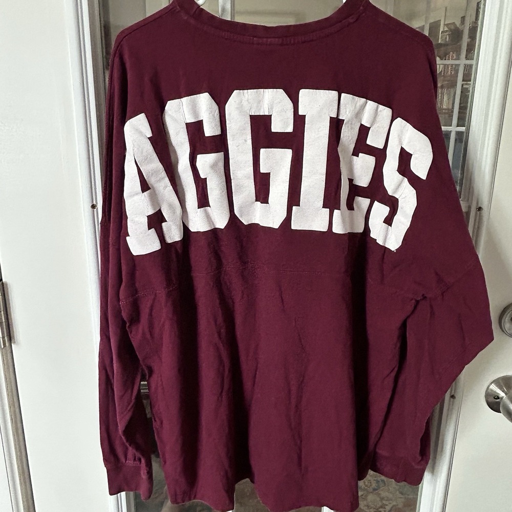 Texas A&M Spirt Jersey Aggies Long‎ Sleeve Maroon 100% Cotton Size Large - Picture 5 of 11